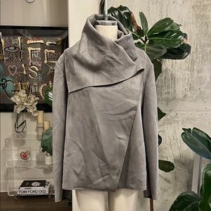 Anne Klein Stylish Gray Asymmetrical Shawl Jacket